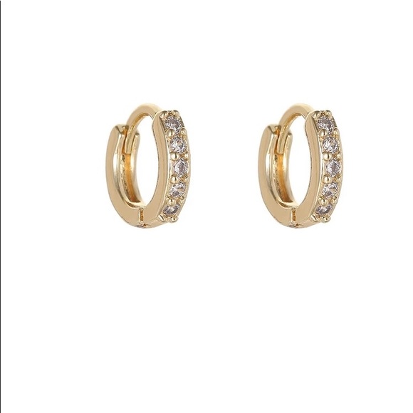 Unisex Gold Earrings,14kt Gold Polished Cuff Earrings,Gold Huggie Hoop Earings - Picture 2 of 3